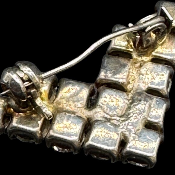 Vintage Clear Rhinestones Brooch Pin Triangle Sparkling Silver Tone - Picture 4 of 6